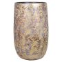 Jarrón de cerámica de estilo retro MAGO, con aspecto lavado, dorado, 40cm, Ø22cm