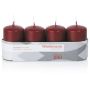Corona de Adviento con velas JENARO, 4 unidades, burdeos, 8 cm, Ø 5 cm, 18 h - Fabricado en Alemania