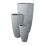 Jarrón alto redondo KIRIMA, 3 unidades, fibra de vidrio, gris, 34 x 60 cm, 44 x 80 cm, 54 x 100 cm
