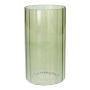 Jarrón decorativo BLANDINA, vidrio, estrías, verde transparente, 18 cm, Ø 10 cm
