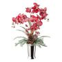 Decoración de helecho y orquídea BALSI, jarrón de cerámica, piñas, bayas, nevado, rojo y blanco, 70 cm