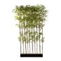 Árbol artificial bambú paraguas separador de ambientes PUNEH en caja de madera, puerta cruzada, troncos naturales, 140 x 50 x 200 cm