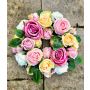 Corona de flores artificiales rosas WOPUNY, multicolor, Ø 55 cm