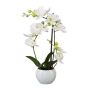 Orquídea Phalaenopsis textil INAKES, maceta de cerámica, raíces, blanca, 40 cm