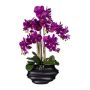 Orquídea Phalaenopsis artificial ZALBROK, jarrón decorativo negro, raíces, lila, 75 cm