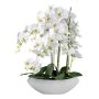Flor artificial Phalaenopsis XELAV, maceta de cerámica, blanca, 65 cm