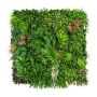 Alfombra/seto de plantas artificiales LEILAI, flores, crossdoor, verde-blanco-rojo, 100 x 100 cm