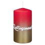 Vela corta JARDENA con inscripción, persona favorita, rojo viejo-dorado, 13 cm, Ø 7 cm, 52 h
