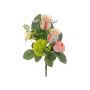 Composición de flores artificiales de rosa, ranúnculo, Allium HOKUNA, varilla, rosa-amarillo, 27cm, Ø20cm
