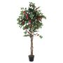 Camelia plástico COSTIA, tronco natural, con flores, rojo, 180cm