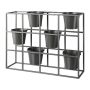 Separador de ambientes metálico para plantas UTOPIA con 6 macetas, gris, 84 x 22 x 73 cm
