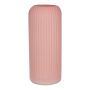 Jarrón de cristal ALBURGIS con estrías, rosa viejo mate, 20 cm, Ø 8,7 cm