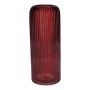 Jarrón de vidrio ALBURGIS con estrías, rojo burdeos transparente, 25 cm, Ø 10 cm