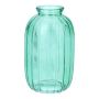 Botella SILVINA de cristal, estrías, turquesa transparente, 12 cm, Ø 7 cm
