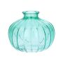Jarrón para flores ALFHARD, vidrio con estrías, turquesa transparente, 8,5 cm, Ø 10,5 cm