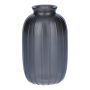 Botella SILVINA de vidrio, estriada, gris metalizado, 12 cm, Ø 7 cm