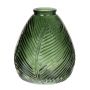 Botella de vidrio NELLOMIO con estructura de hojas, verde-transparente, 16 cm, Ø 14 cm