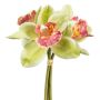 Ramo de flores artificiales de orquídeas Cymbidium VOTEM, verde y rojo, 25 cm