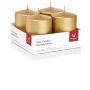 Corona de Adviento con velas JENARO, 4 unidades, doradas, 8 cm, Ø 6 cm, 29 h - Fabricado en Alemania