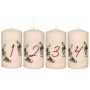 Velas de Adviento CHRISTOPHORUS con números impresos, 4 unidades, color crema, 13 cm, Ø 6,8 cm, 52 h - Fabricadas en Alemania