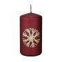 Vela de cabeza plana DINORA con motivo de estrella de paja, rojo chimenea, 13 cm, Ø 7 cm, 52 h - Fabricada en Alemania