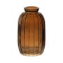 Botella SILVINA de vidrio, ranuras, naranja-marrón-transparente, 12 cm, Ø 7 cm