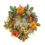 Corona de otoño artificial SABINE, Gerbera, amarillo-naranja, Ø30cm