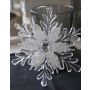 Colgador flor de hielo GEORGINA, acrílico, purpurina, transparente-plateado-blanco, Ø 14 cm