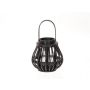 Farolillo CHARITHRA con asa, madera, inserto de cristal, negro, 15 cm, Ø 15,5 cm