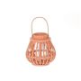 Farolillo CHARITHRA con asa, madera, inserto de cristal, naranja, 15 cm, Ø 15,5 cm