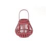 Farol CHARITHRA con asa, madera, inserto de cristal, berry, 15 cm, Ø 15,5 cm