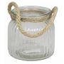 Jarrón para velas ADANNA con mango, líneas verticales, transparente, 10,5cm, Ø11cm