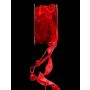 Cinta decorativa con cuentas CARESA de gasa y satén, rojo, 5 m, 20 mm