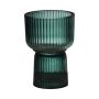 Portavelas grande KENSIE, vidrio, estriado, verde-transparente, 15,5 cm, Ø 10,5 cm