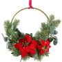 Corona decorativa de flores de estrella de Navidad KIRLO, bayas, roja, Ø 26 cm