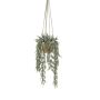 Cesta colgante de eucalipto artificial RAMINA, maceta cerámica dorada, verde-gris, 75cm