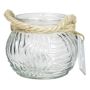 Portavelas FIDELMA de vidrio, ranuras onduladas, transparente, 9 cm, Ø 11,5 cm
