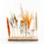 Flores secas en tabla de madera MICHAEL, naranja-verde, 40x7x35cm