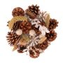 Popurrí de invierno YIDU, piñas de abeto, ramas secas, marrón-blanco-verde, 250g