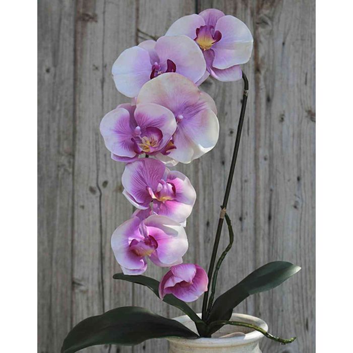 Orquídea Phalaenopsis artificial ZAFIRA, en varilla de ajuste, violeta, 75cm