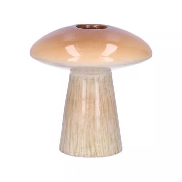Jarrón para flores RAIMUNDE de cerámica, forma de seta, marrón-beige, 9,5cm, Ø9cm