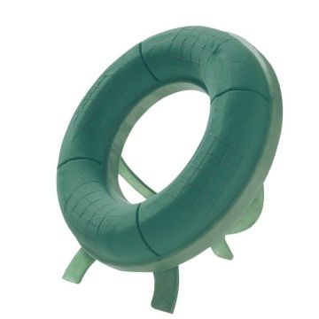 Espuma húmeda OASIS corona BRONNY, base de espuma rígida EcoBase, soporte de madera, verde, 8 cm, Ø 42 cm