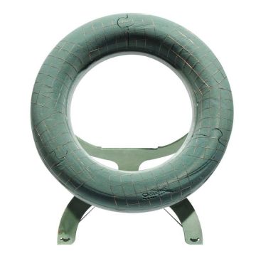 Espuma húmeda OASIS Anillo BLAINE, base de espuma rígida EcoBase, soporte de madera, rejilla de alambre, verde, Ø 52 cm