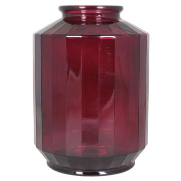 Florero de cristal LOANA, transparente-rojo, 35cm, Ø25cm, 12L