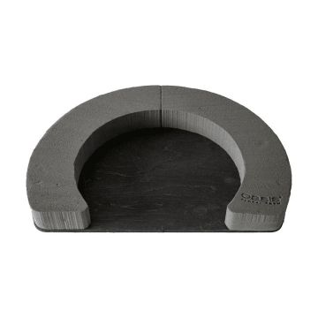 OASIS Black Ideal Masa para flores artificiales Corona abierta MAVIS, base de madera Bioline, negro, 5 cm, Ø 40 cm