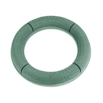 Esponja húmeda OASIS para coronas ALOFA, base de espuma rígida EcoBase, rejilla metálica, verde, 9 cm, Ø 52 cm