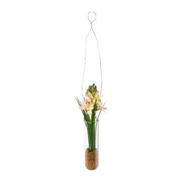 Arreglo floral artificial de jacintos FRUKE en jarrón colgante, rosa, 35 cm