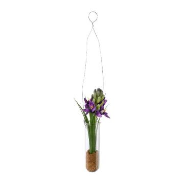 Arreglo floral artificial de jacintos FRUKE en jarrón colgante, lila, 35 cm