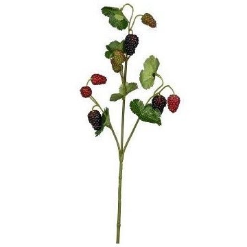 Rama artificial de frambuesa RAFAELLA con frutos, rojos y negros, 50 cm
