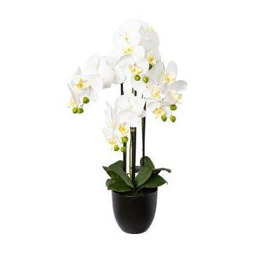 Orquídea Phalaenopsis artificial UKERNA en maceta de resina, blanca, 70 cm